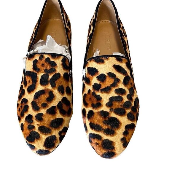 J. Crew Womens Leopard Print Calf Hair Slip-on Loafer Flats Tan Brown Size 6 - Picture 3 of 9